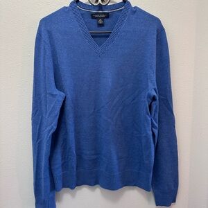 Banana Republic Men's Blue V-Neck Sweater. Guc. Small. Merino wool